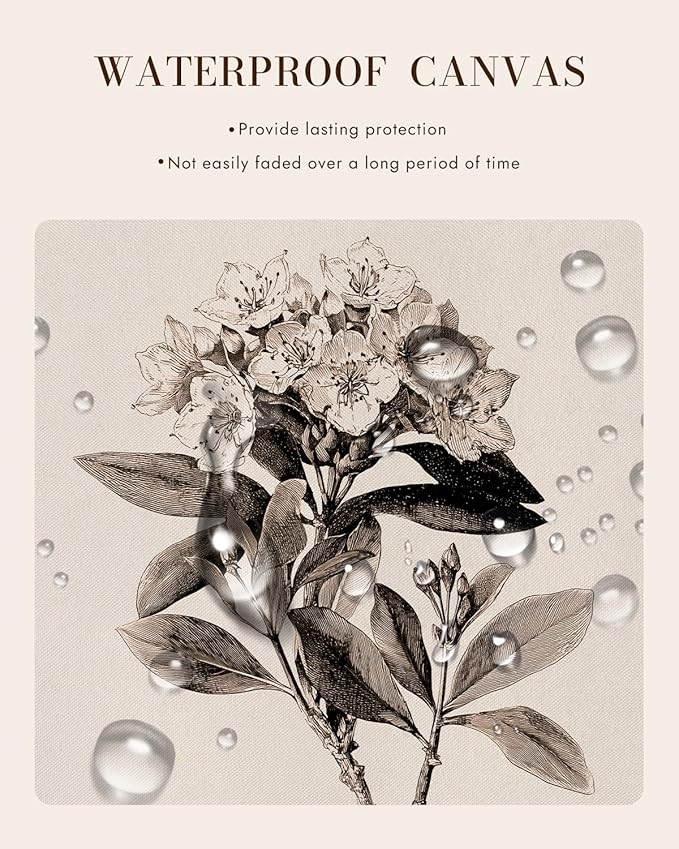 Bzstyleart Vintage Wall Art Decor, Canvas Framed Flower Wall Art, Sketch Painting Picture Vintage Home Decor Aesthetic for Living Room, Bathroom Pictures, Pennsylvania Mountain Laurel, 12L x 16W
