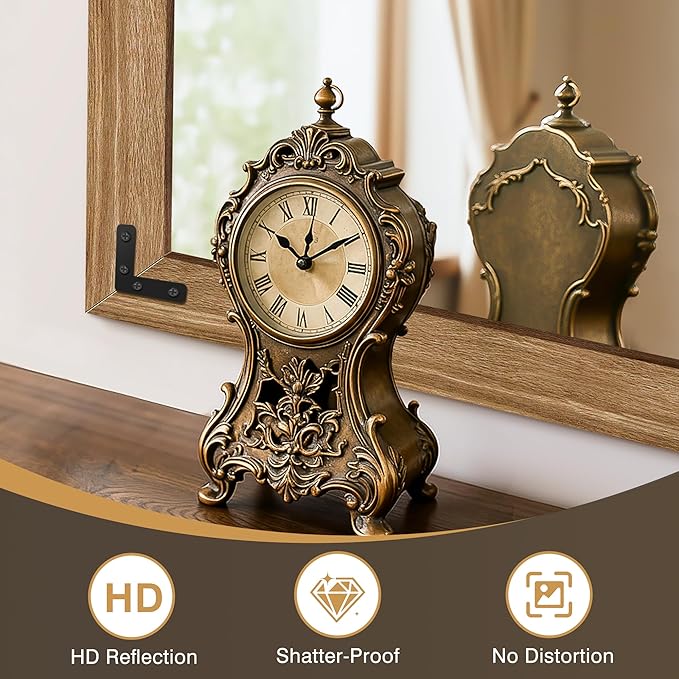 Wooden Bathroom Mirror for Wall, 32"x24" Solid Wood Frame Vanity Mirror, for Farmhouse, Bedroom, Living Room, Entryway Decor, Hangs Vertically or Horizontally