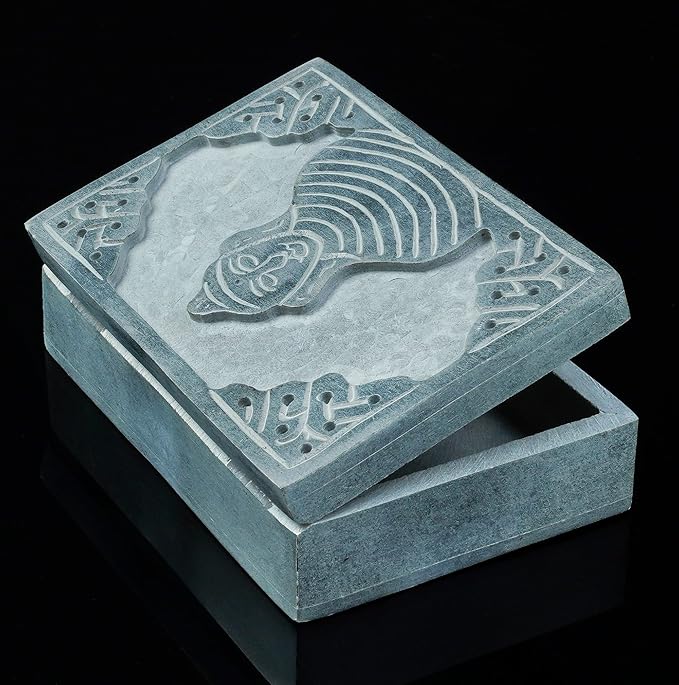 Crocon Handmade Jewelry Box – Royal Style Decorative Organizer for Jewelry & Makeup, Elegant Trinket Box, Table Decor, Gift for Mother & Precious Keepsakes, Buddha Design - 6x4x1.7 Inch