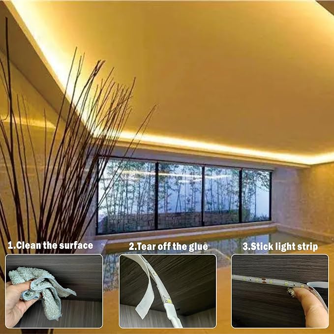 32.8FT Warm White LED Strip Lights Soft White 600 LEDs 3000K Waterproof Light Strip LED Lights for Bedroom, Kitchen Cabinets, Living Room, ETL Adapter Included (3000K Warm White, 32.8FT)