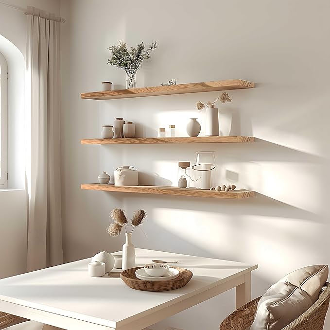 GXYAWPJ 36 Inch Floating Shelves for Wall Rustic Light Wood Wall Shelves for Bedroom Set of 4