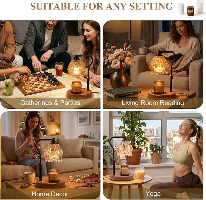 Candle Warmer Lamp with Timer and Wireless Remote Control, Dimmable Candle Warmer for Jar Candles, Height Adjustable Wax Melts Warmer, House Warming Gifts New Home Decor, Gifts for Women Mom(2 Pack)