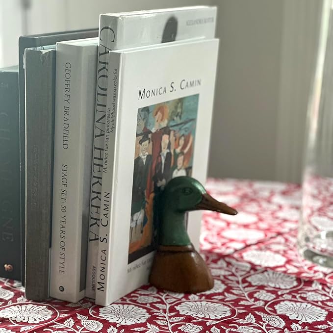 Fox Run Duck Decorative Bookend Set, 100% Iron, 4.25” x 2.9” x 5.73” Heavy Bookends