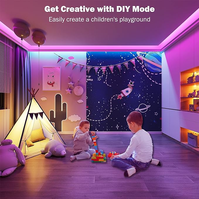 Leeleberd 50ft Led Strip Lights, Music Sync Color Changing Led Light Strips, App Control and Remote, Led Lights for Bedroom Living Room Party Home Decoration