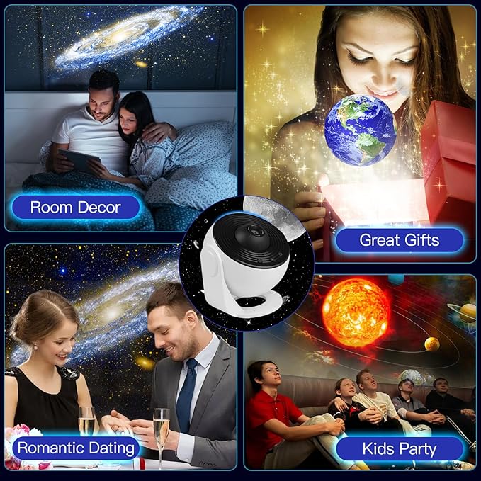 Star Projector Galaxy Light, 13 Film Discs Planetarium Galaxy Projectors for Bedroom,360°Rotating Space Night Light Projector with Timer, HD Ceiling Starry Lighting for Kids' Rooms