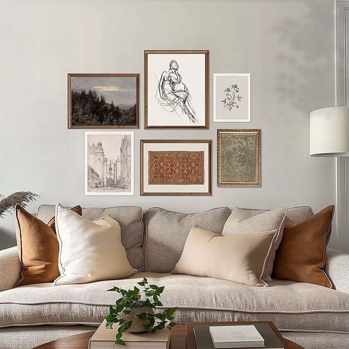 Vintage Eclectic Wall Art Prints Set of 6 Abstract Art Prints Retro Maximalist Decor Aesthetic Colorful Boho Gallery Wall Prints for Bedroom Dorm, Unframed