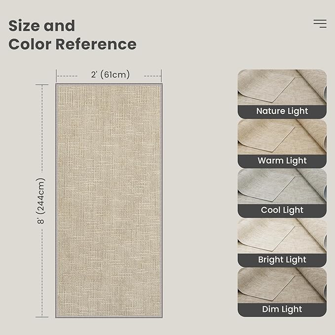 Valenrug Runner Rug Non Slip - 2x8 Runner Rugs for Hallways High-Low Pile Textured Rugs Runners, Folable Washable Runner Rug for Kitchen Bedroom Entryway Laundry Living Room, Beige