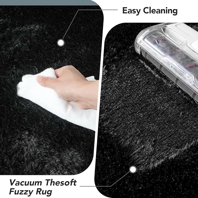 Large Rug for Living Room 10x12: Black Area Rug 10x12 Plush Fluffy Soft Rug for Living Room - Shaggy Fuzzy Carpet for Bedroom Modern Indoor