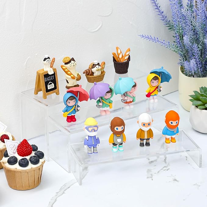 Yieach Large Clear Acrylic Risers Display Stands,6 Pcs Rectangular Display Risers for Funko Pop,Figures,Food,Showcase Collectibles Display Shelf,Retail Desktop Risers Display Stand and Decoration