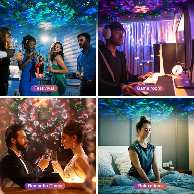 Star Projector, Galaxy Projector for Bedroom, Night Sky Projector Built-In Bluetooth Speaker, LED Light Projector with Timer & Remote Control for Bedroom Decor, Home Theater, Ceiling, Kids Room, Party