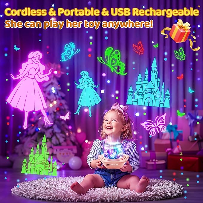 Unicorn Toys【6 Slides+96 Projections】,Unicorn Night Light Projector & Mermaid Toys & Princess Toy, Girl Birthday Gift,Juguetes para Niñas, Princess Toys for Girls 4-6, 2 Year Old Girl Birthday Gift