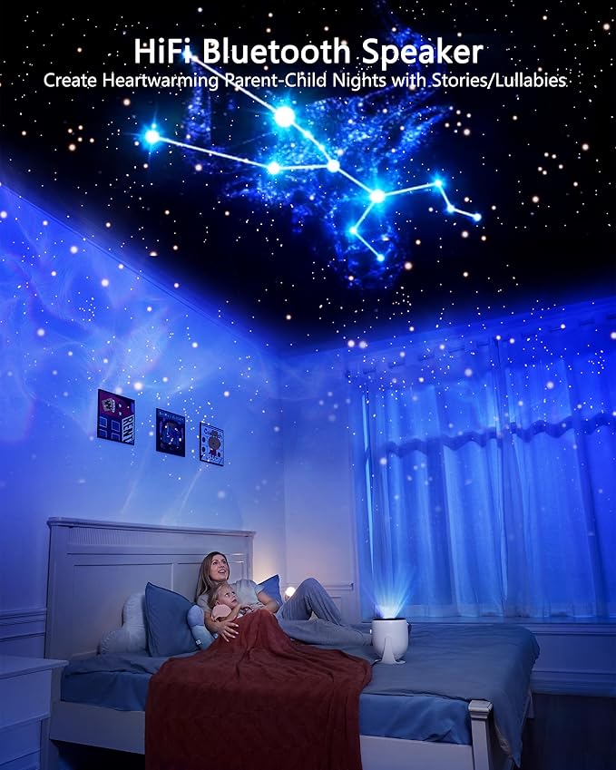 3D Galaxy Projector, Star Projector with 90 Dynamic Scenes, HD Planetarium Projector Night Light with Bluetooth Speaker for Room, Christmas Gift for Kids Adults, Relaxing Ambiance