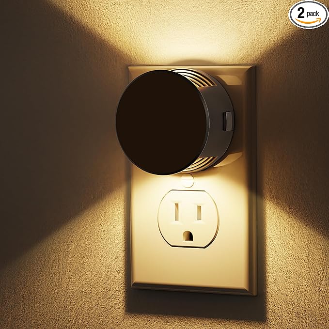 Briignite Night Lights Plug into Wall [2 Pack], Dusk to Dawn Sensor Nightlight, Brightness Adjustable, 3000K Soft White, Dimmable Plug in Night Light for Bedroom, Hallway, Stairs, Kitchen