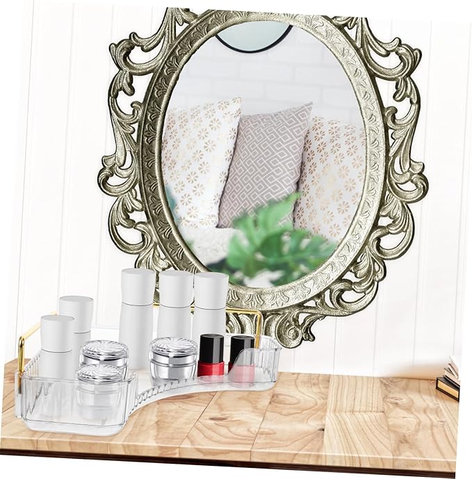 VOSAREA Corner Organizer for Bathroom Countertop Transparent Makeup Storage Shelf Elegant Vanity Organizer for Cosmetics and Perfume Pet Material for Bedroom and Bathroom Use