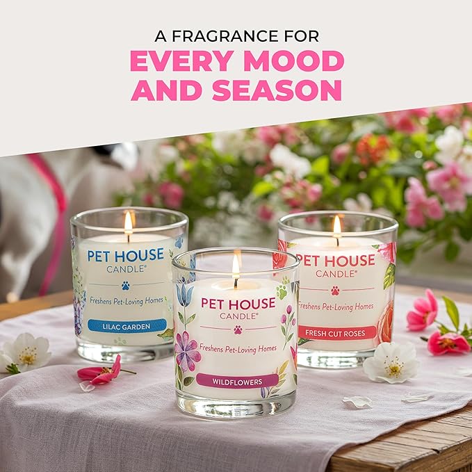Pet House Candles, Clean Burning, Long Lasting Pet Odor Candles, Plant-Based, 60 Hour Burn Time - Tropical Fruit, 9 oz, 2 Pack