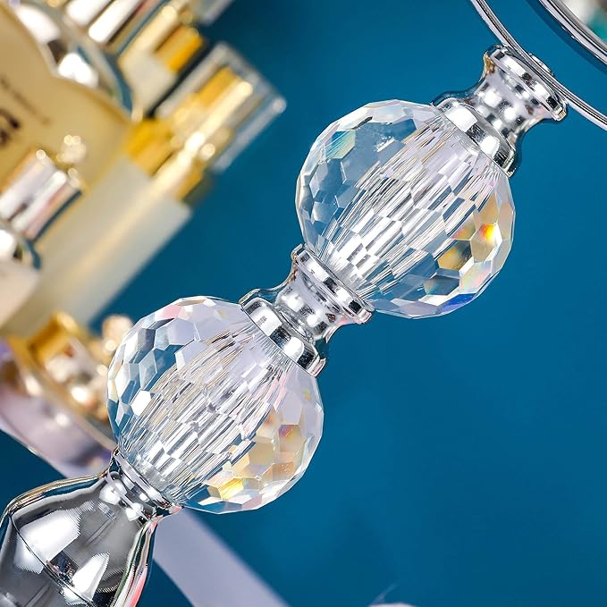 Hanjue Makeup Mirror, 360 Degree Swivel Vanity Mirror, Crystal Cosmetic Mirror, 1X/5X Magnifying Double Sided Mirror,Adjustable Makeup Mirror M020