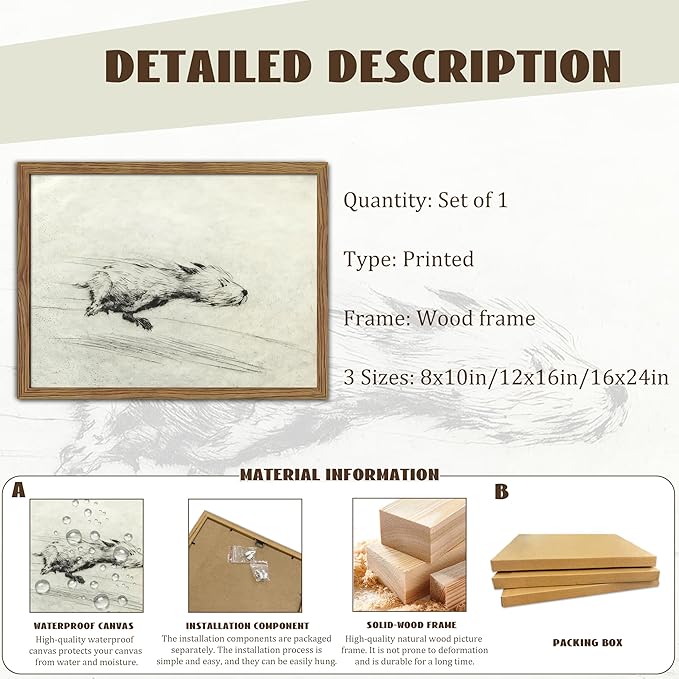 Framed Dog with Zoomies Canvas Wall Art, Vintage Dog Flight Poster Print, Sketch Running Little Pictures Decor, Black and White Silly Wall Decor for Living Room Bedroom – 16x24 inch