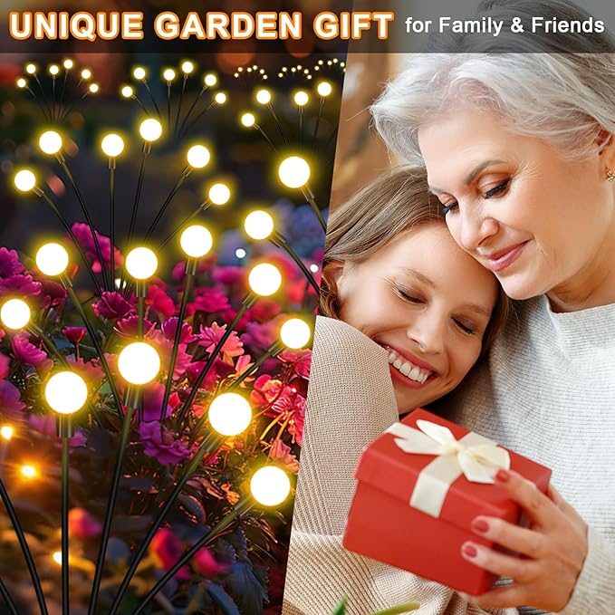 NBQQ Solar Garden Lights Outdoor, Waterproof Solar Powered Lights for Yard Pathway Patio, Swaying Lawn Decor as Gardening Gifts for Women Holiday(Warm White, 10 Pack)