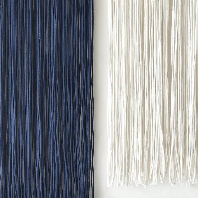 2 Pcs Macrame Wall Hanging Fiber Wall Art Boho Fringe Wall Decor Handmade Modern Textile Tapestry for Living Room Bedroom Apartment Scandinavian Home Decor 13.7" W x 51" L