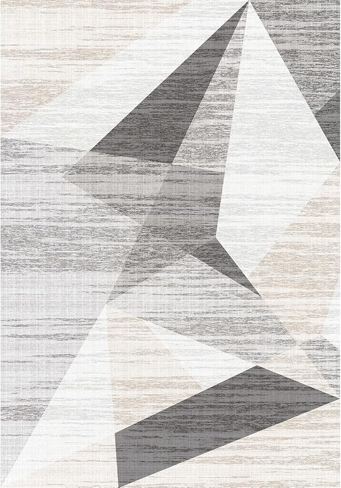TOPRUUG Area Rug 5x6 Washable: Geometric Non-Slip Low Pile Rugs for Living Room Large Kitchen Bedroom Office - Ultra Soft Modern Aesthetic Home Decor (Grey Cream Beige, 5X6)