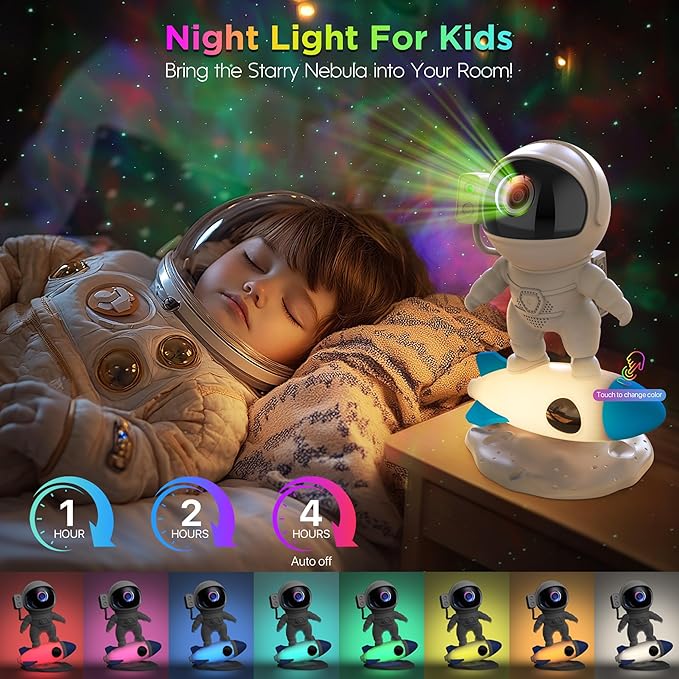 FlyLily Astronaut Galaxy Projector for Bedroom, Star Projector Galaxy Light with App & Remote Control, White Noises, Bluetooth Speaker, Rocket Night Light for Kids, Ceiling, Gifts, Room Decor