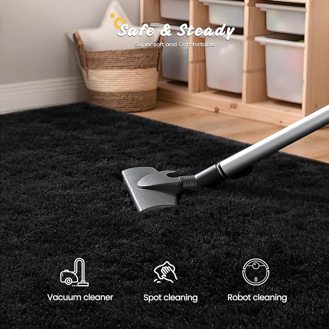 Soft Area Rugs for Bedroom Living Room Plush Fluffy Rug 7x10 Feet, Shag Furry Area Rug Carpet Non Shedding for Nursery Children Kids Girls Room Home Decorative, Charcoal