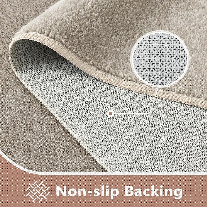 FinRèc 4x6 Washable Area Rugs for Bedroom Living Room, Low Pile Thin Rug Solid Color, Non-Slip Carpet Indoor for Home Decor (Greige/White)