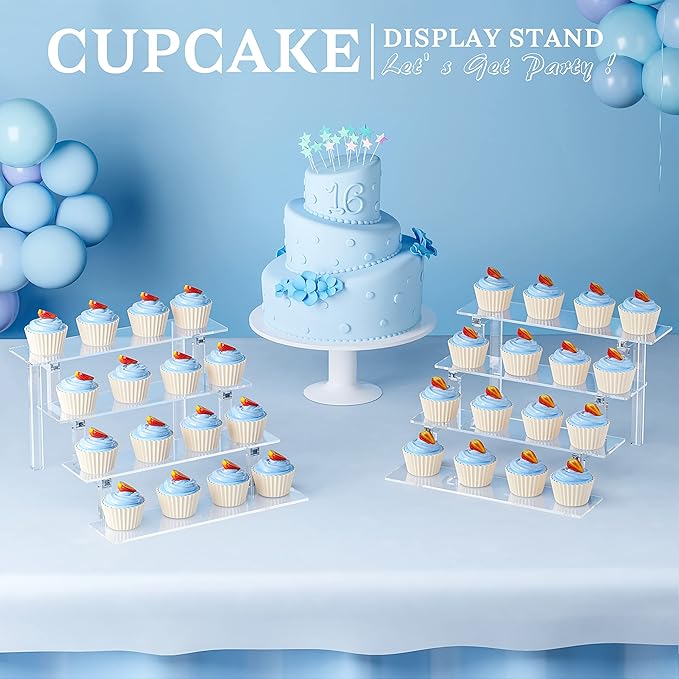 Acrylic Tiered Display Stand Shelf, 12”Perfume Stand Organizer, Large Acrylic Display Riser, Clear Pop Shelf for Perfume Cologne Makeup Dessert Collectibles Decoration (3 Pack)