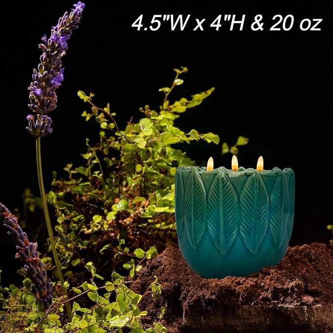 Exquisite 3-Wick Scented Candles, 20oz Natural Soy Wax in Ceramic Jar - Creamy Vanilla Aromatherapy & Citronella Outdoor Bug Repellent, 80H Long-Lasting Smokeless Candles for Home Decor Gift