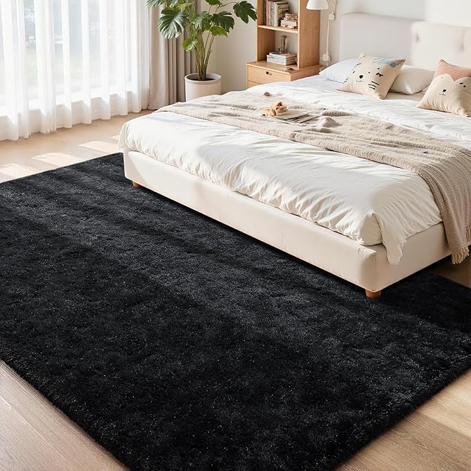 Soft Area Rugs for Bedroom Living Room Plush Fluffy Rug 9x11 Feet, Shag Furry Area Rug Carpet Non Shedding for Nursery Children Kids Girls Room Home Decorative, Charcoal