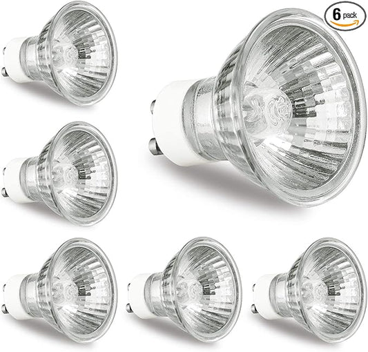 GODONLIF GU10 Bulb 120V 50W Light Bulbs for Candle Warmer Lamp, GU10+C, MR16 with Glass Cover, 2700K Warm White, Dimmable, Pack of 6