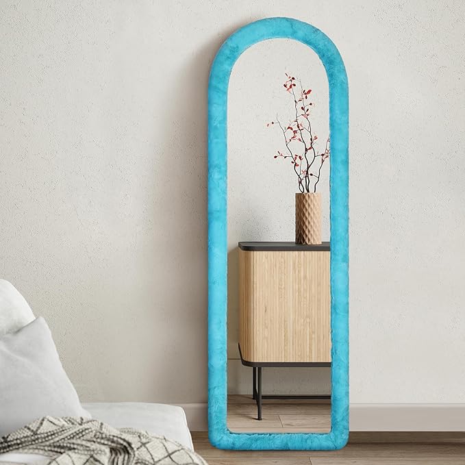 AnorTrek Fluffy Mirror Cover for Arched & Full-Length Mirrors (59"x16") – Stretch Fabric, Non-Slip Backing, Decorative Protector – Soft & Durable Décor (Mirror Not Included)