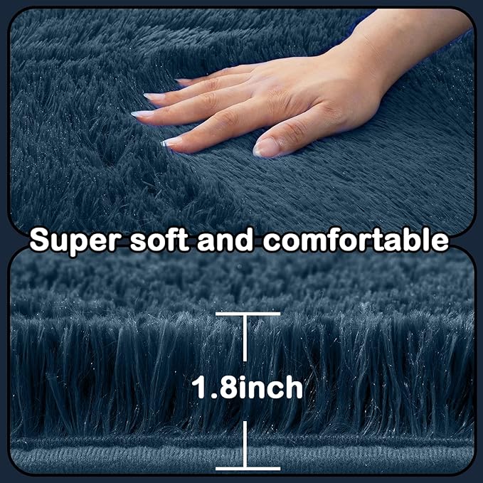10x14 Area Rug Living Room: Navy Blue Area Rugs for Living Room - Large Shag Area Rugs 10 x 14 for Bedroom Soft Fluffy Carpet (Navy Blue/10x14 Feet)