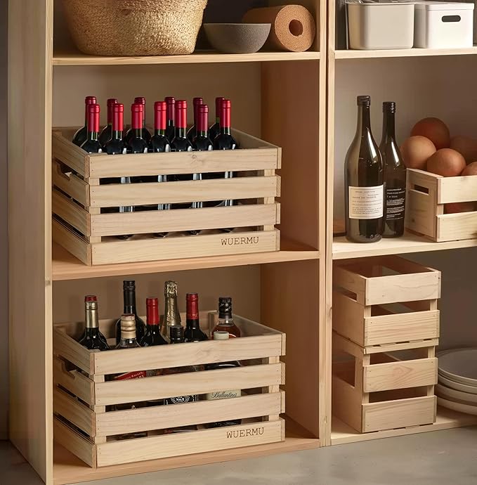 Wooden Crates are Suitable for Storage, Milk crates, Wine Crates, Toy Crates, Display and Decoration, Camping, and Other Purposes. They are Sturdy and Durable, set of 2 Length of 17.7 inches.