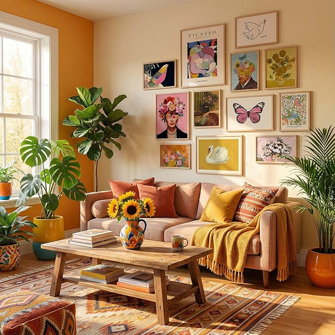 Eclectic Wall Art Decor, Colorful Eclectic Wall Art Prints, Colorful Posters for Living Room Aesthetic, Artsy Funky Posters, Girly Gallery Picture Set, Dorm Gallery Maximalist Home Decor, Unframed