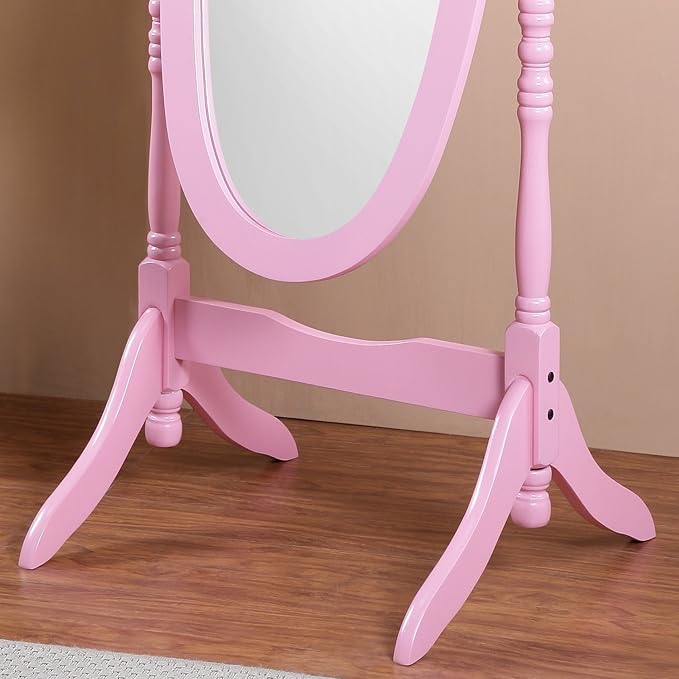 Roundhill Furniture Queen Anna Style Floor Cheval Mirror, Pink