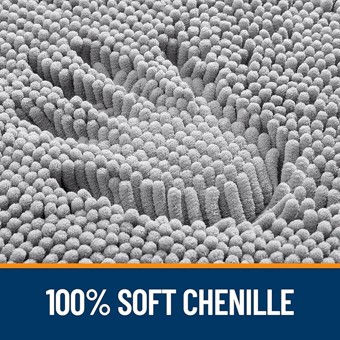 OLANLY Large Bathroom Rugs 40x32, Extra Soft Absorbent Chenille Bath Rugs, Rubber Backing Quick Dry, Machine Washable Bath Mats for Bathroom Floor, Tub and Shower, Home Decor Accessories, Grey