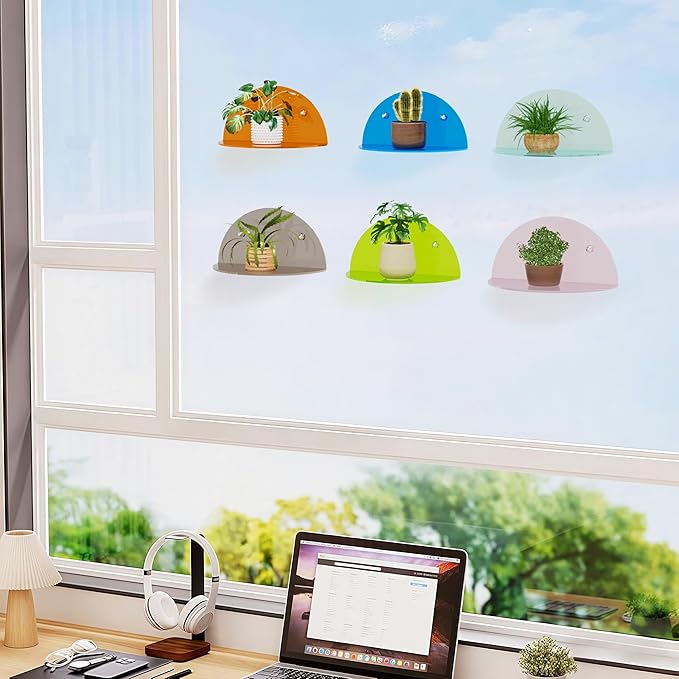 6 Pack Small Wall Shelf, Colorful Acrylic Shelves for Wall Mounting, No Drilling Floating Shelf for Home Décor and Office, Display Ledges Popmart Funko Figures