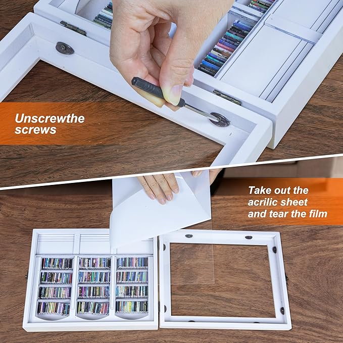 Anxiety Mini Bookshelf Mini Books with 300PCS Mini Bookshelf Shake Away Your Anxiety Wooden Miniature Book Library for Stress Relief, Home and Office Decor, Unique Gift for Book Lovers - White