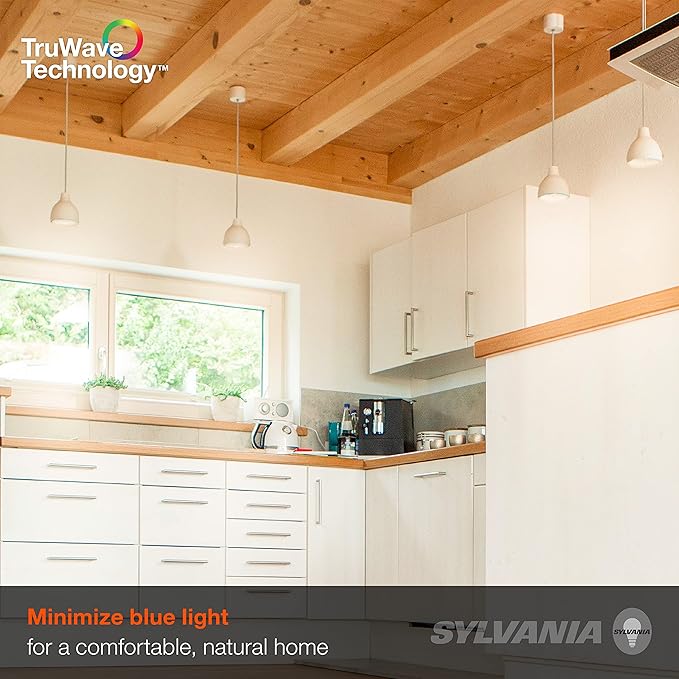 Sylvania LED TruWave Natural Series A19 Light Bulb, 100W Equivalent, Efficient 15W, 1600 Lumens, Medium Base, Dimmable, Clear, 2700K, Soft White - 4 Pack (42275)