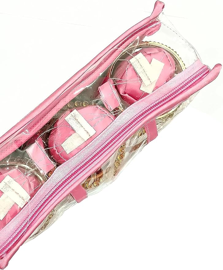 atorakushon Satin 3 Rods Jewellery Bangle Storage Box Chudi Set Organizer Zipper Makeup Pouch Travelling Bag for Women (Pink | Pack of 1)