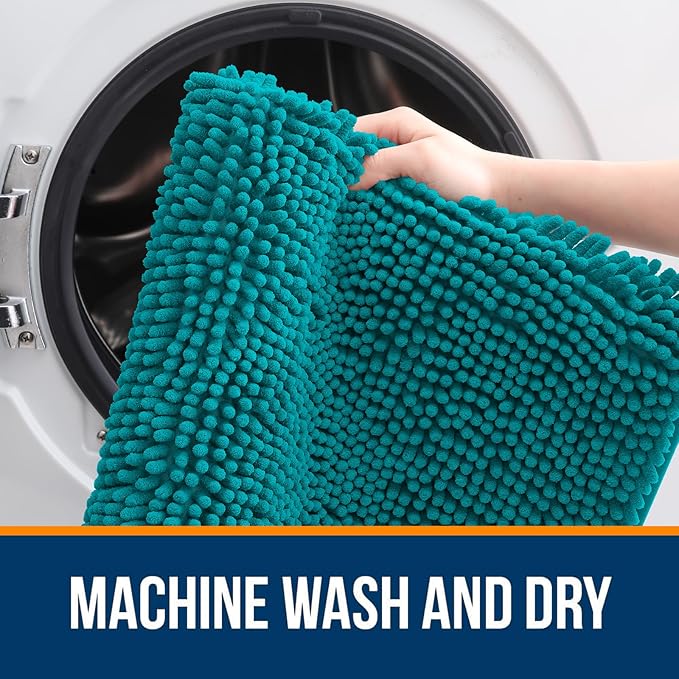 OLANLY Large Bathroom Rugs 40x32, Extra Soft Absorbent Chenille Bath Rugs, Rubber Backing Quick Dry, Machine Washable Bath Mats for Bathroom Floor, Tub and Shower, Home Decor Accessories, Deep Lake