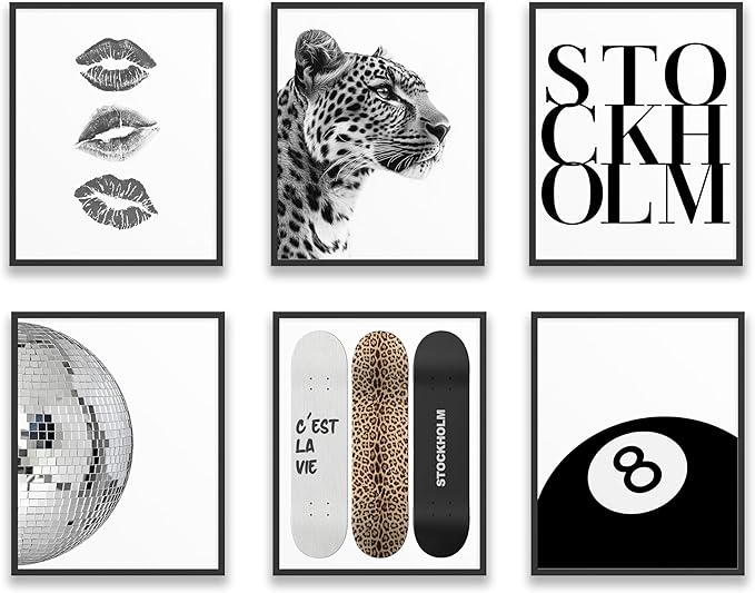 TwoDays Stockholm Style Room Decor for Women, Chic Trendy Wall Art for Living Room Aesthetic, Luxury Fashion Posters for Home Bedroom Apartment Dorm (8" X 10", Set of 6, UNFRAMED)