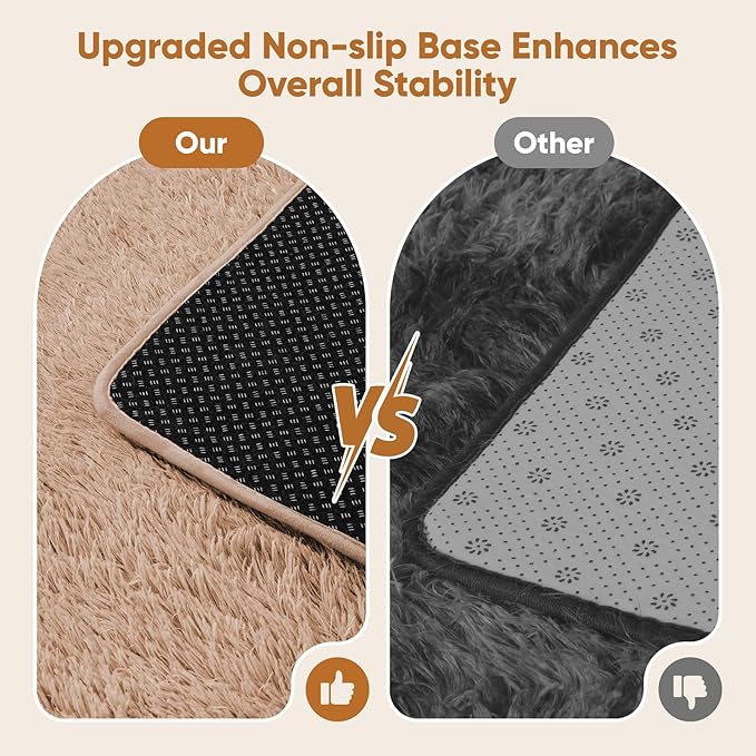 Area Rug for Living Room Bedroom: 5x7 Camel Soft Fluffy Shag Upgrade Non-Slip High Pile Carpet Large Fuzzy Plush Indoor Floor Decor Shaggy Rug for Kid Boys Girls Dorms Playroom Nursery Modern Home