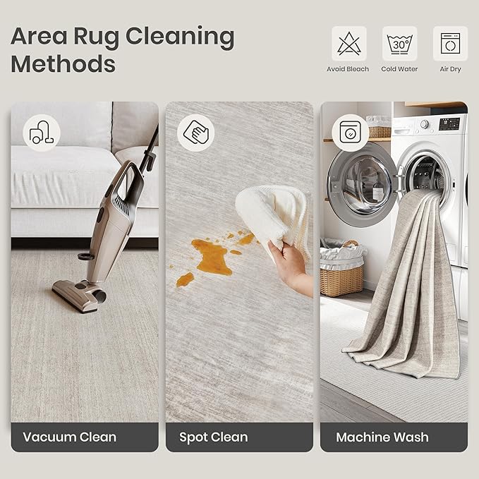 Valenrug Washable Rugs 3x5 - Stain Resistant 3x5 Area Rugs for Living Room, Non Slip Backing Printed Entryway Rugs for Bedroom, Folable Machine Washable Area Rug(3'x5', Beige)