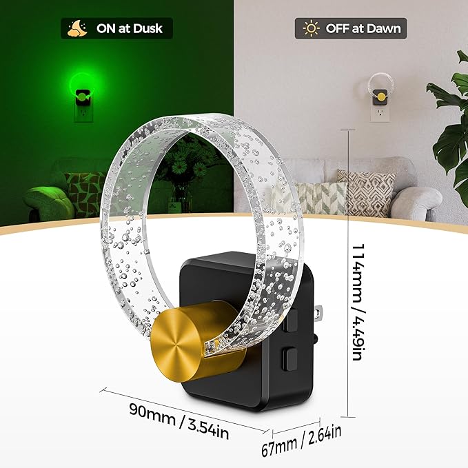 DORESshop Night Lights Plug into Wall, [2 Pack] LED Night Light Color Changing RGB with Dusk-to-Dawn Sensor, Adjustable Brightness, Dimmable Nightlights for Hallway, Bedroom, Kids Room, Room Decor