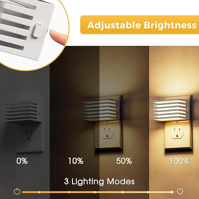 L LOHAS LED Night Lights Plug into Wall, 2 Pack Modern Night Light with Dusk to Dawn Sensor, Dimmable Plug in Night Light, Adjustable Brightness, 3000K Soft White for Bedroom Bathroom Hallway