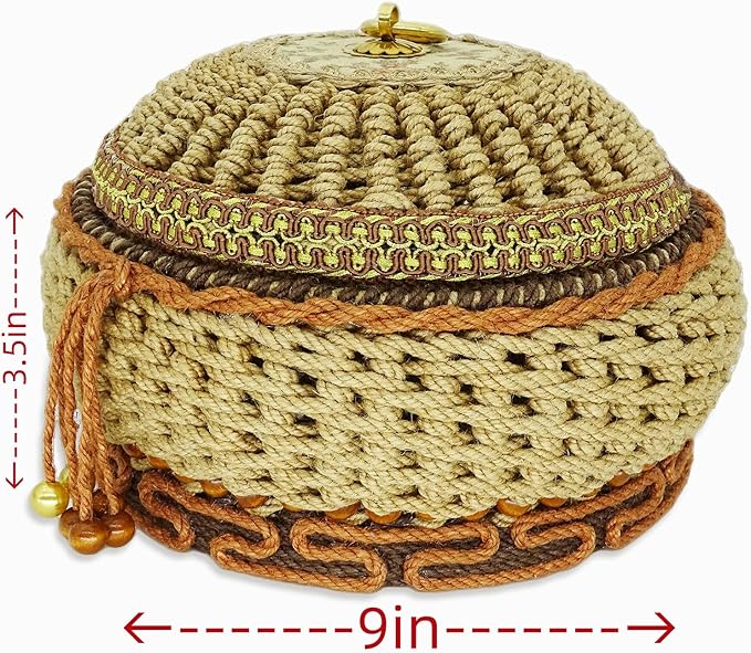 Zenpeace Wicker Basket, Suitable For Hand-Woven Big Rectangular Basket In Bedrooms, Kitchens, Bathrooms and Living Rooms, for Organizing and Decorating Projects, Clothes and Various Items (Bohemian)