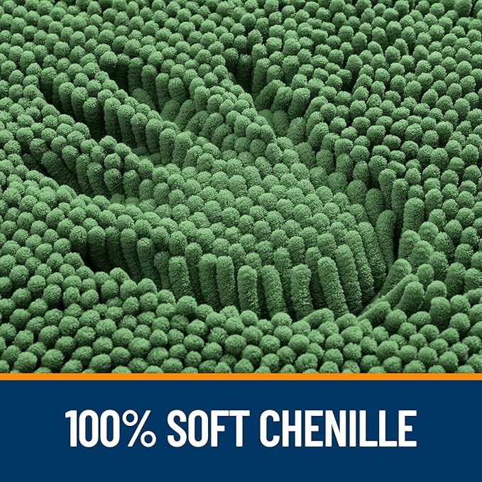 OLANLY Toilet Rugs U-Shaped 24x24, Extra Soft Absorbent Chenille Contour Bathroom Rugs for Toilet, Dry Quickly, Machine Washable, Non-Slip Bath Mat, Olive Green