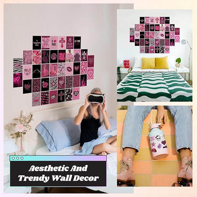 97 Decor Mcbling Trashy Y2k Room Decor Aesthetic - Early 2000s Room Decor Y2k Collage, Hot Pink Pictures Wall Art Prints, Baddie Aesthetic Pictures for Teen Girls Dorm Bedroom Apartment (4x6)